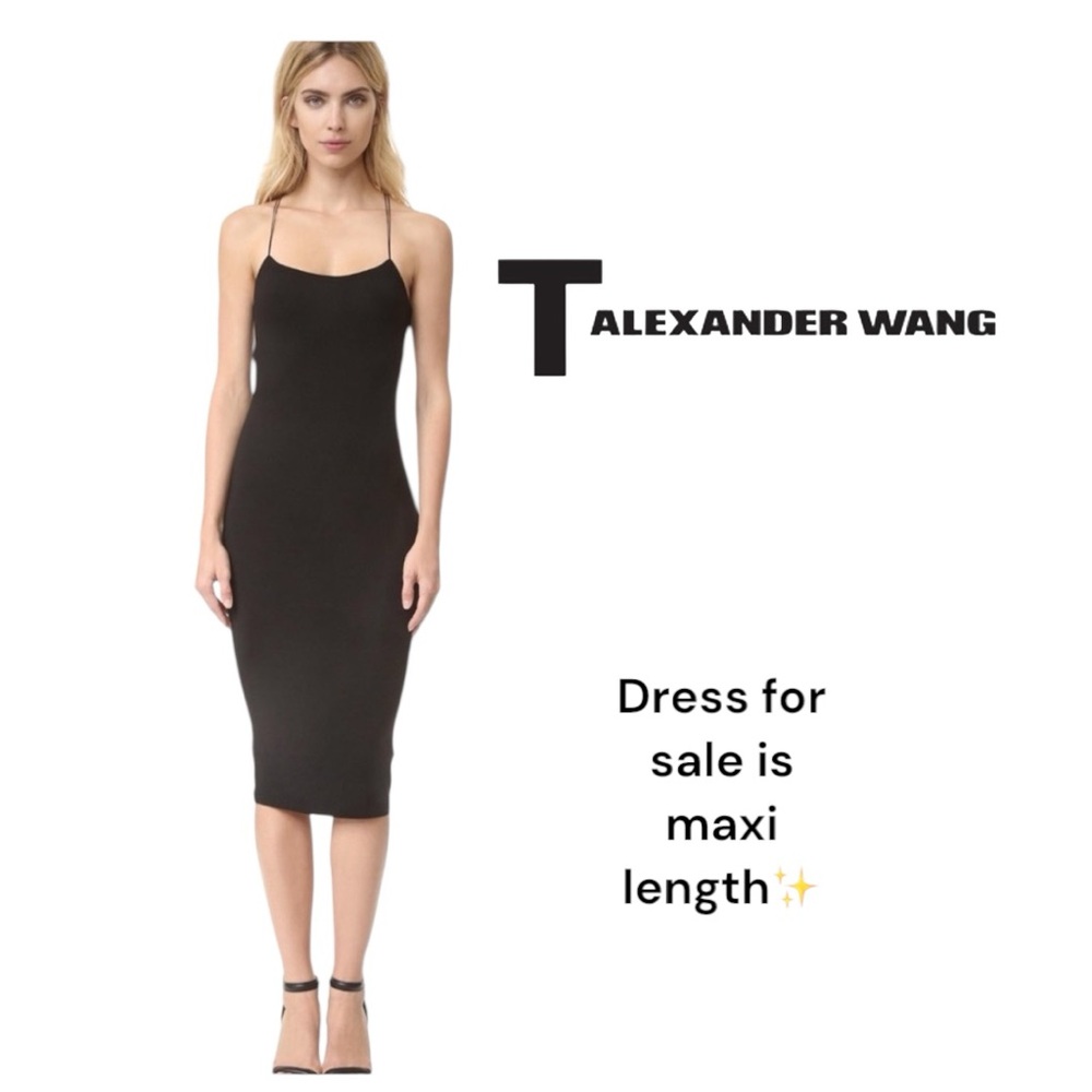 T by Alexander Wang Black Modal Maxi Dress Side Slit Strappy Size M